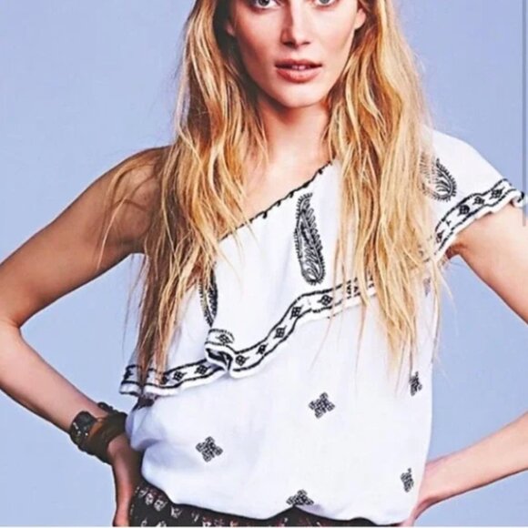 Free People Easy on the Eyes one shoulder top Size Small - Picture 1 of 5